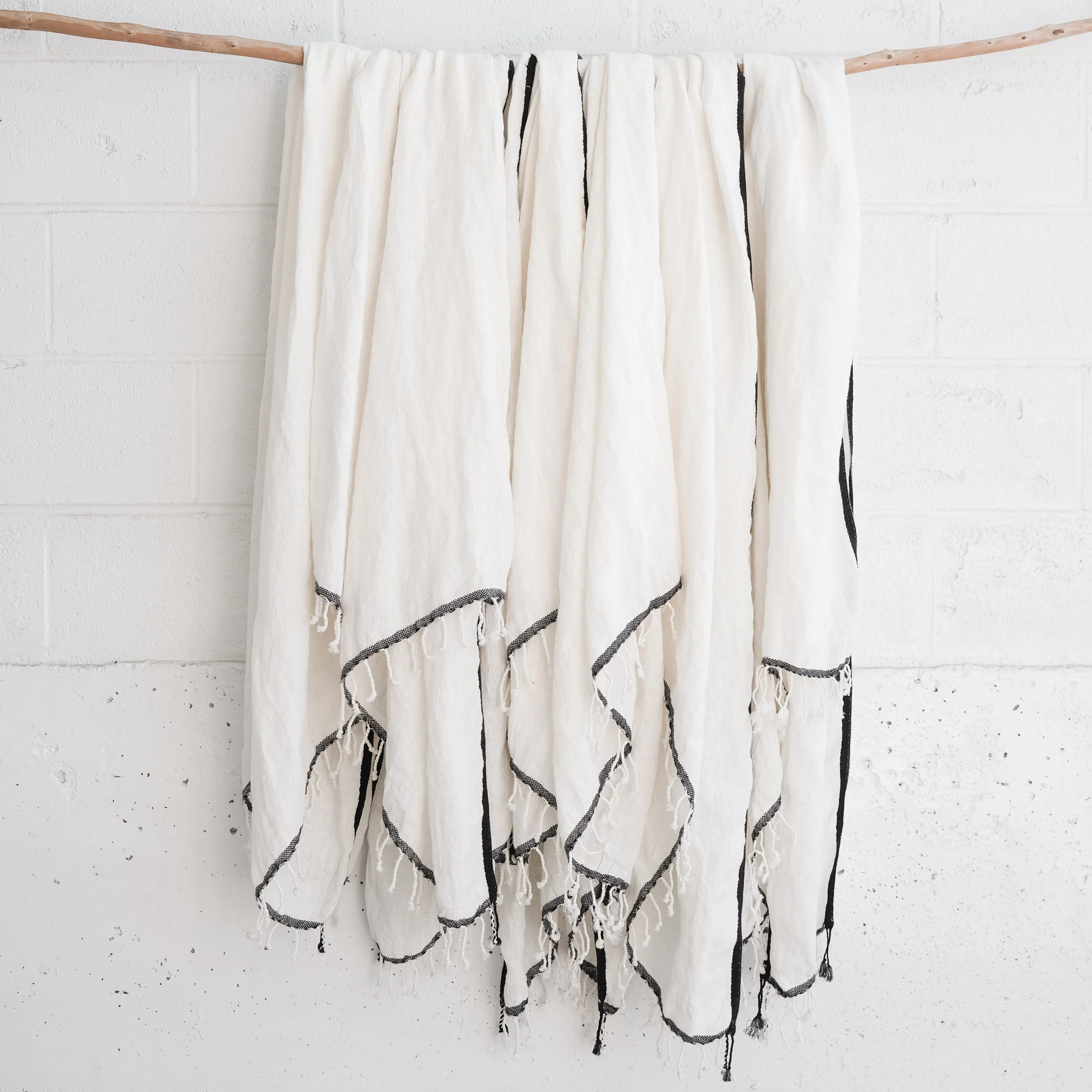 Shawls - Linen Handwoven with Black Border - 6 pack - Image 2