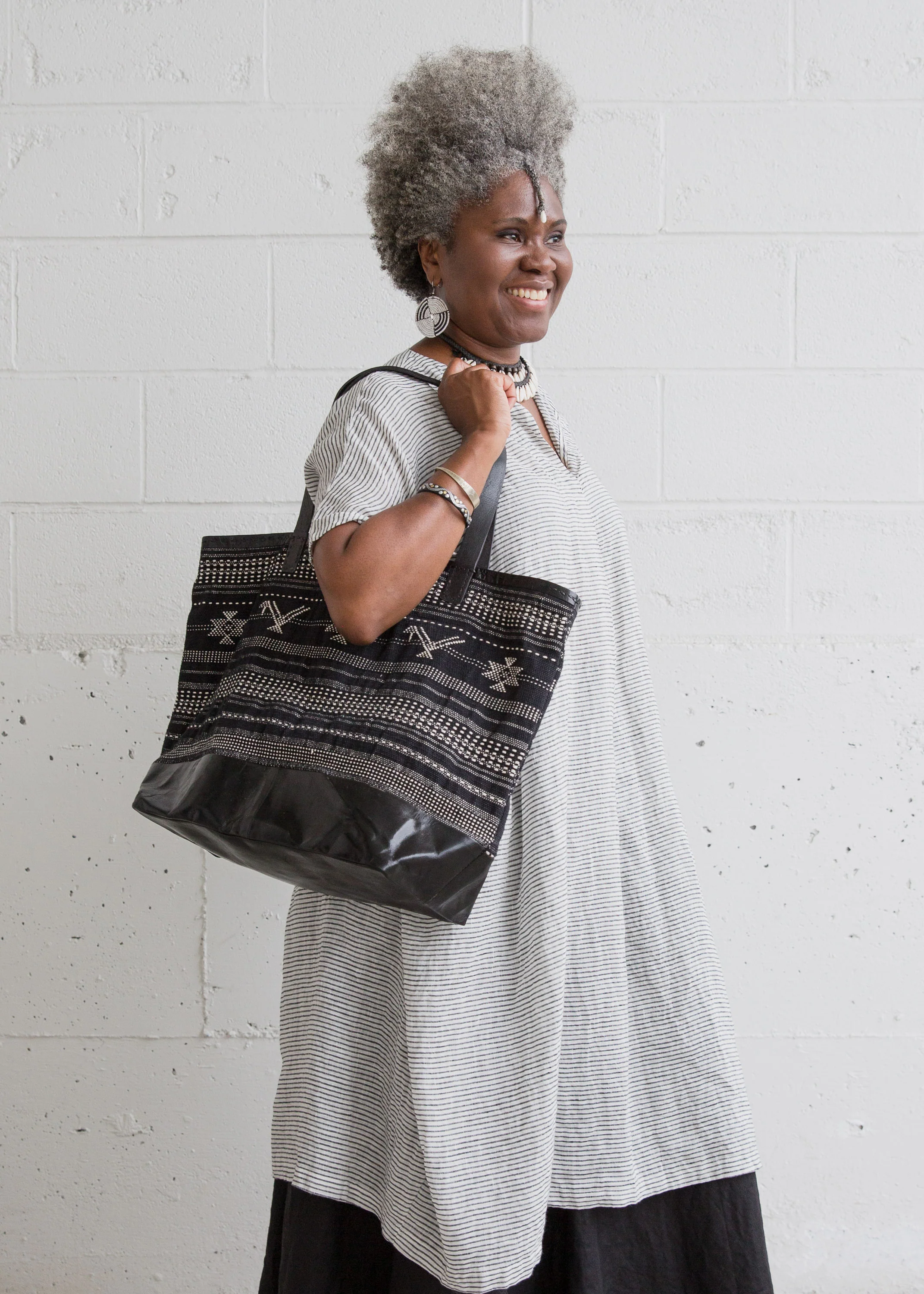 Tabo Dress - Handwoven Linen - Stripe - Image 3