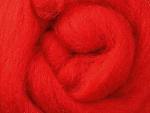Wool Corriedale Roving - Chilli Pepper 100g