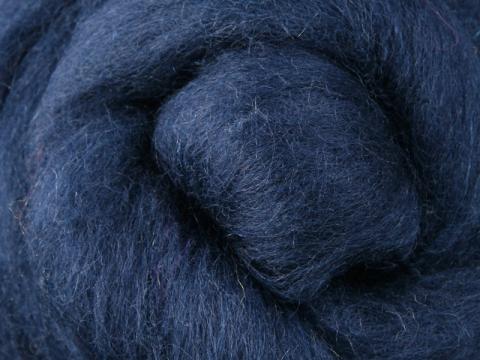 Wool Corriedale Roving - Indigo 100g